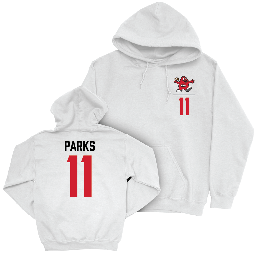 WKU Football White Big Red Hoodie - Tucker Parks | #11 Small