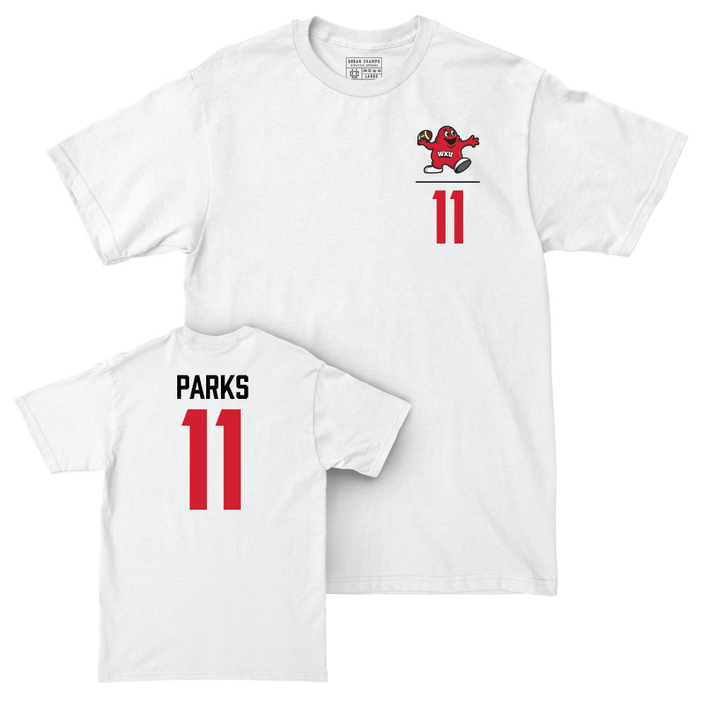 WKU Football White Big Red Comfort Colors Tee - Tucker Parks | #11 Small