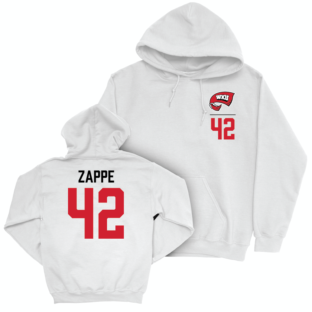 WKU Football White Logo Hoodie - Trent Zappe | #42 Small