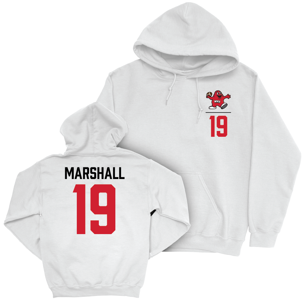 WKU Football White Big Red Hoodie - Virgil Marshall | #19 Small