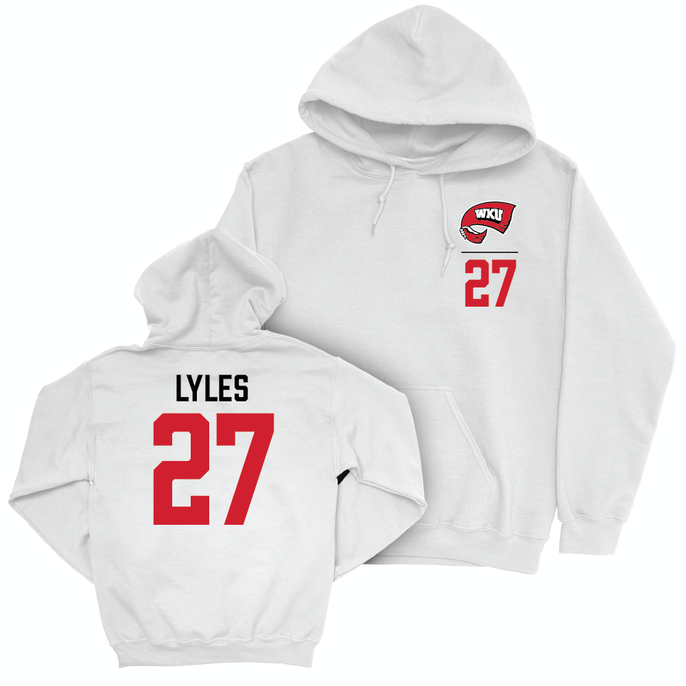 WKU Baseball White Logo Hoodie - Zach Lyles | #27 Small