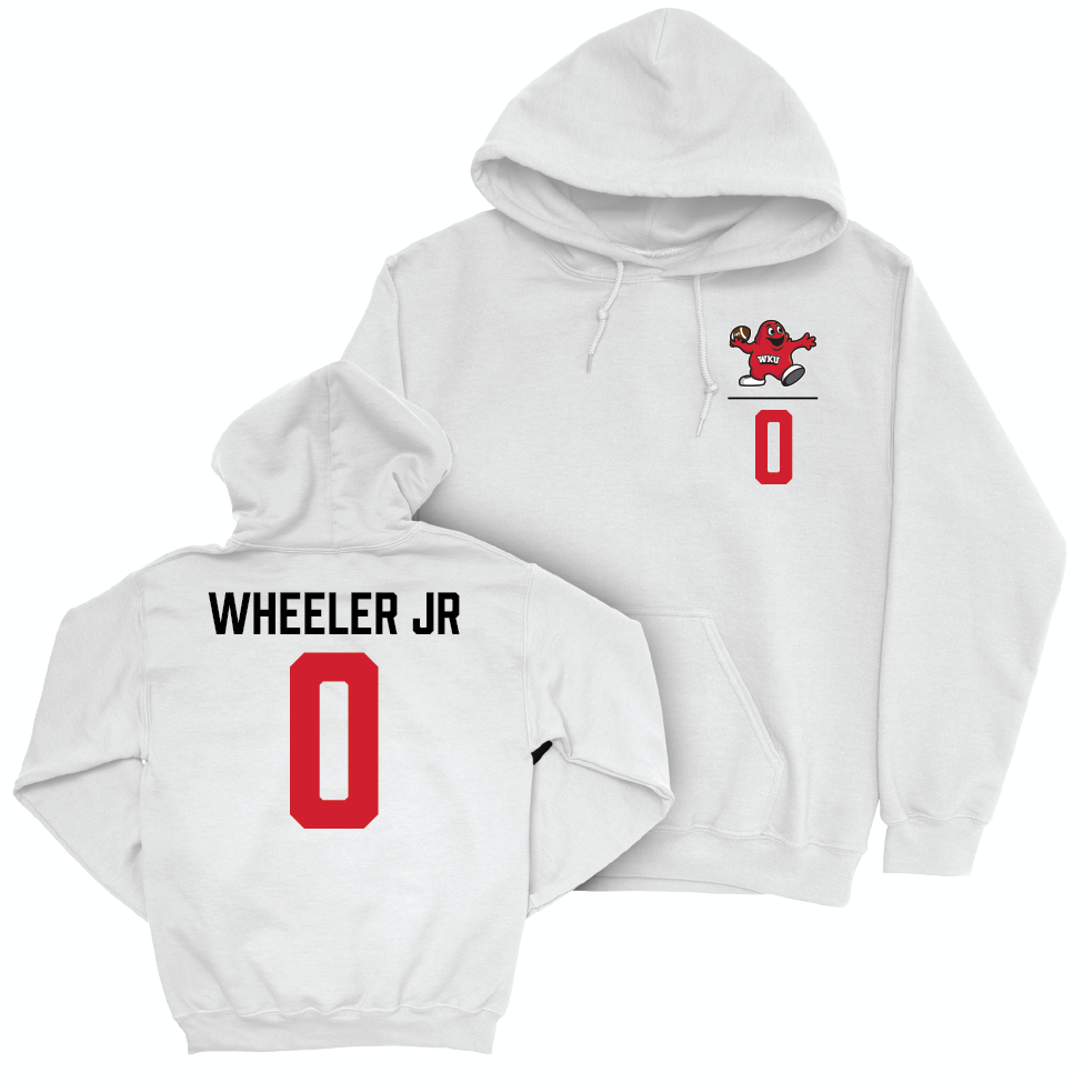 WKU Football White Big Red Hoodie - Hosea Wheeler Jr. | #0