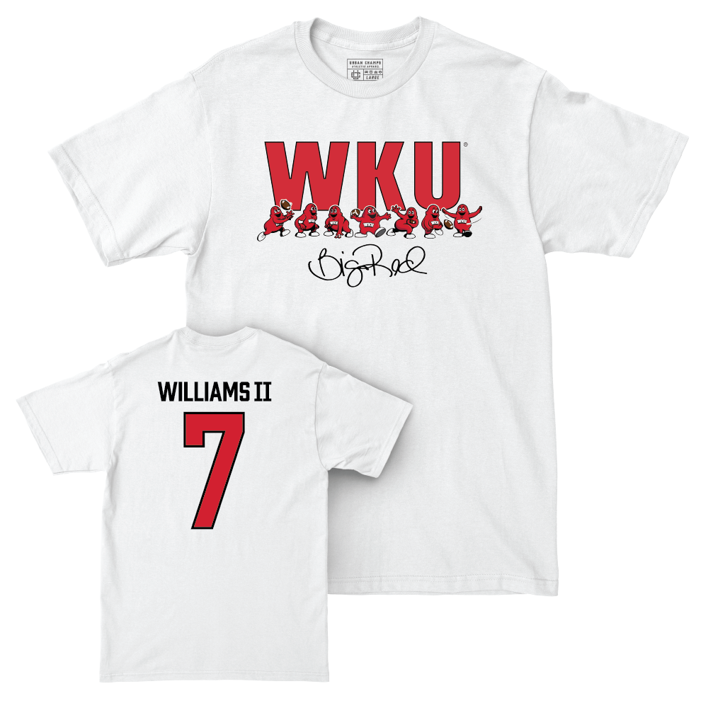 WKU Football White Big Red Signature Drop Comfort Colors Tee  - Demarko Williams II