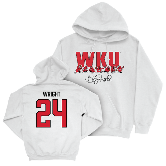 WKU Football White Big Red Signature Drop Hoodie  - Lataj Wright