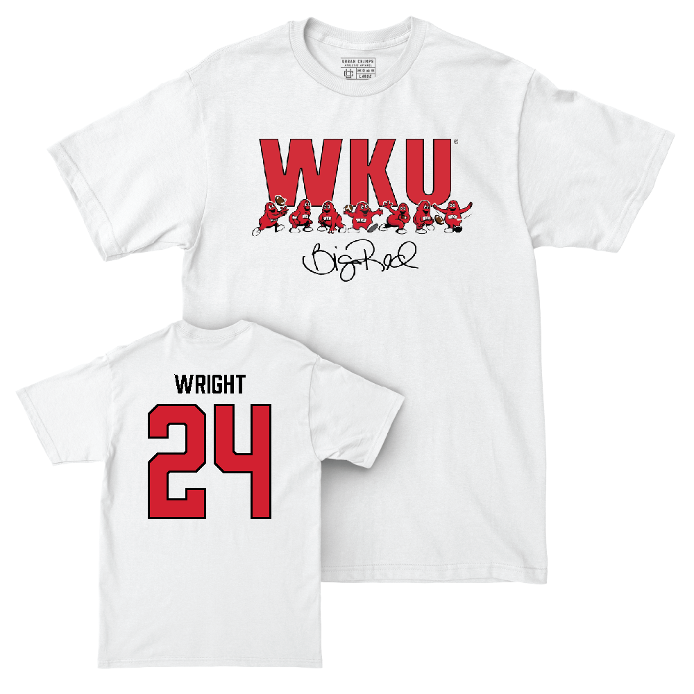 WKU Football White Big Red Signature Drop Comfort Colors Tee  - Lataj Wright