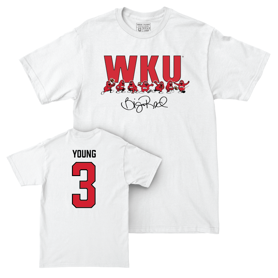 WKU Football White Big Red Signature Drop Comfort Colors Tee - Elijah Young | #3